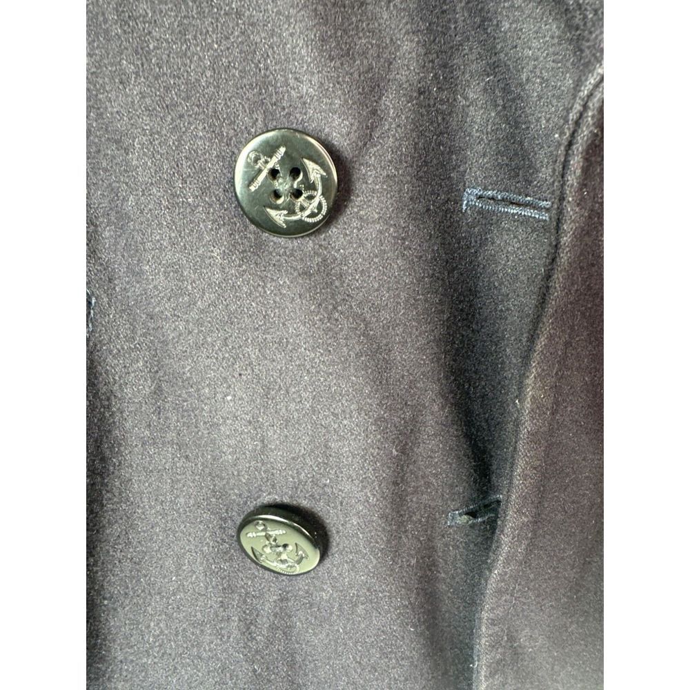 Nautica women Size Med Wool Blend Peacoat Navy Double-Breasted Anchor Buttons